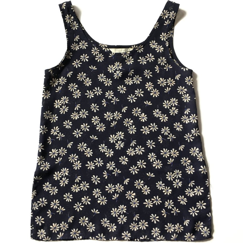 Express Navy Blue Daisy Tank Top